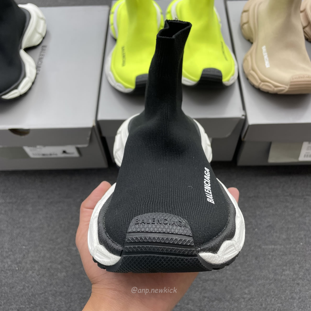 Balenciaga 3xl Sock Recycled Knit Sneakers Black White Fluo Yellow Beige (6) - newkick.app